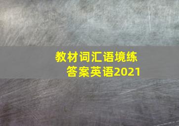 教材词汇语境练答案英语2021