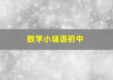 数学小谜语初中