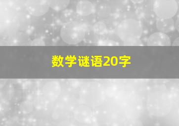 数学谜语20字