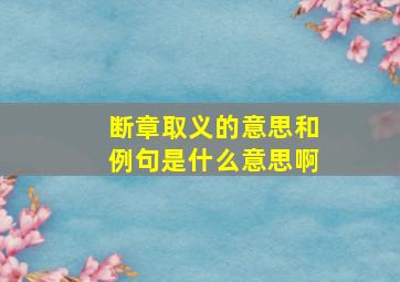 断章取义的意思和例句是什么意思啊