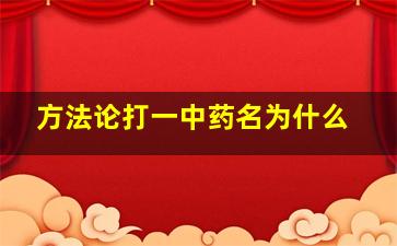 方法论打一中药名为什么