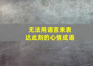 无法用语言来表达此刻的心情成语