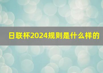 日联杯2024规则是什么样的