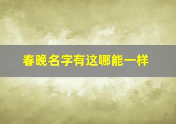 春晚名字有这哪能一样