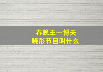 春晚王一博关晓彤节目叫什么