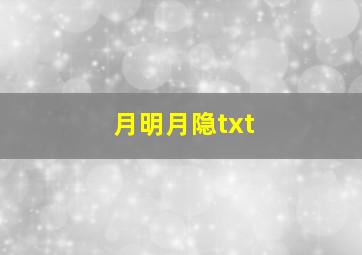 月明月隐txt