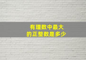 有理数中最大的正整数是多少