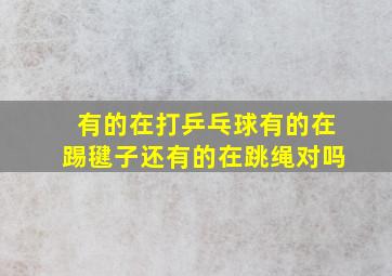 有的在打乒乓球有的在踢毽子还有的在跳绳对吗