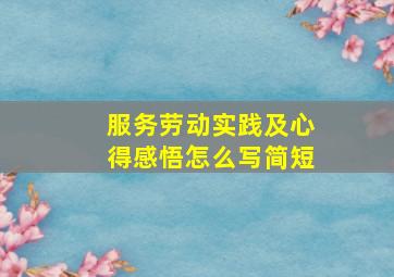 服务劳动实践及心得感悟怎么写简短