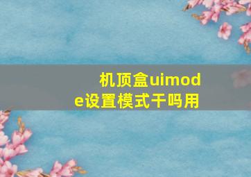 机顶盒uimode设置模式干吗用