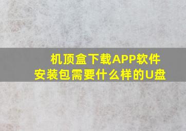 机顶盒下载APP软件安装包需要什么样的U盘