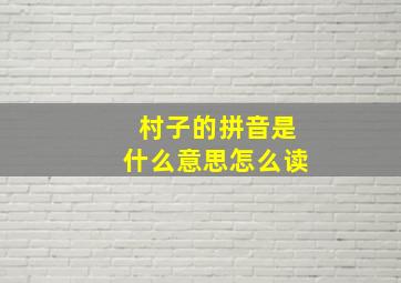 村子的拼音是什么意思怎么读