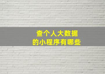 查个人大数据的小程序有哪些