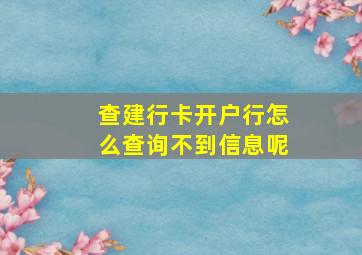 查建行卡开户行怎么查询不到信息呢