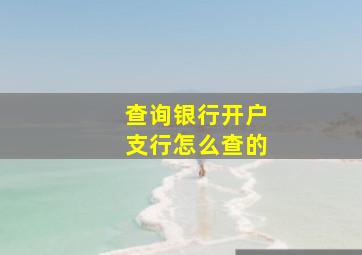 查询银行开户支行怎么查的