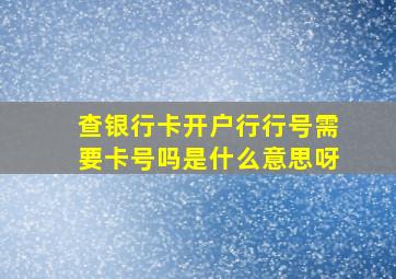 查银行卡开户行行号需要卡号吗是什么意思呀