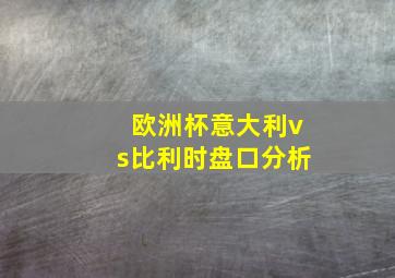 欧洲杯意大利vs比利时盘口分析