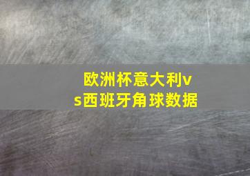 欧洲杯意大利vs西班牙角球数据