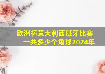 欧洲杯意大利西班牙比赛一共多少个角球2024年