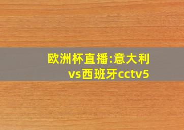 欧洲杯直播:意大利vs西班牙cctv5