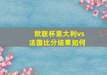 欧联杯意大利vs法国比分结果如何