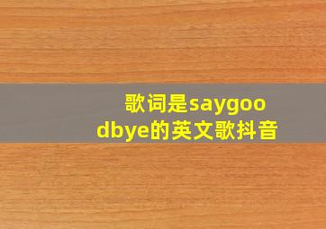 歌词是saygoodbye的英文歌抖音