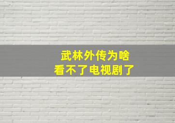 武林外传为啥看不了电视剧了