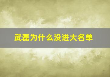 武磊为什么没进大名单