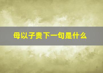 母以子贵下一句是什么