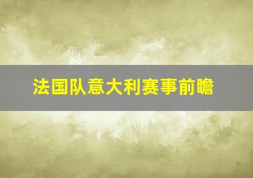 法国队意大利赛事前瞻