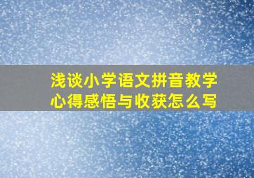 浅谈小学语文拼音教学心得感悟与收获怎么写