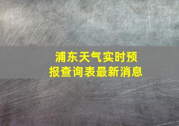 浦东天气实时预报查询表最新消息