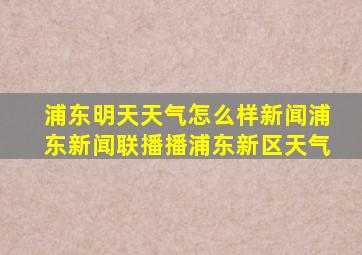 浦东明天天气怎么样新闻浦东新闻联播播浦东新区天气