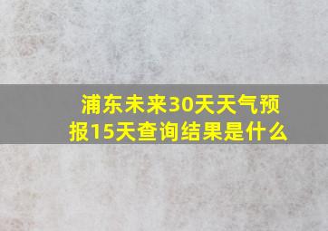 浦东未来30天天气预报15天查询结果是什么