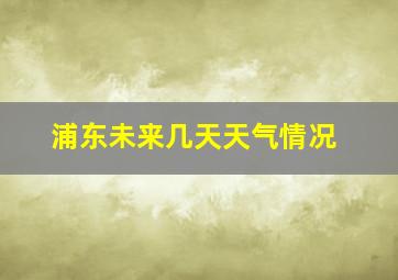 浦东未来几天天气情况