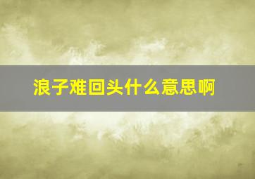 浪子难回头什么意思啊