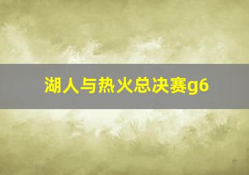 湖人与热火总决赛g6