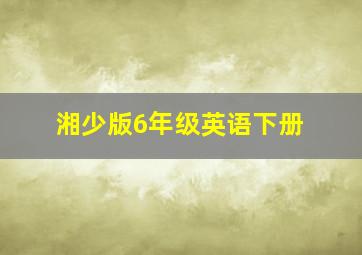 湘少版6年级英语下册