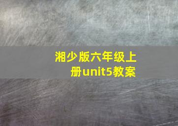 湘少版六年级上册unit5教案