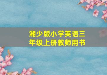 湘少版小学英语三年级上册教师用书