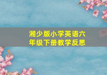 湘少版小学英语六年级下册教学反思