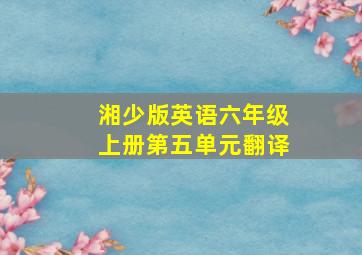 湘少版英语六年级上册第五单元翻译