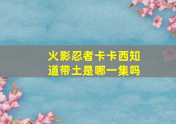 火影忍者卡卡西知道带土是哪一集吗