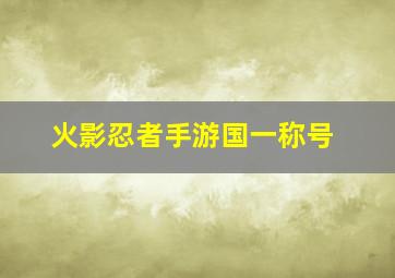 火影忍者手游国一称号