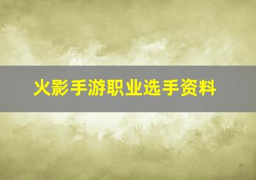 火影手游职业选手资料