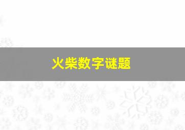 火柴数字谜题