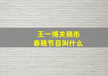 王一博关晓彤春晚节目叫什么