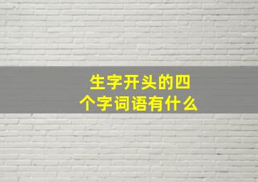 生字开头的四个字词语有什么