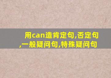 用can造肯定句,否定句,一般疑问句,特殊疑问句