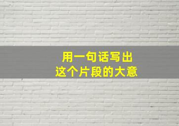 用一句话写出这个片段的大意